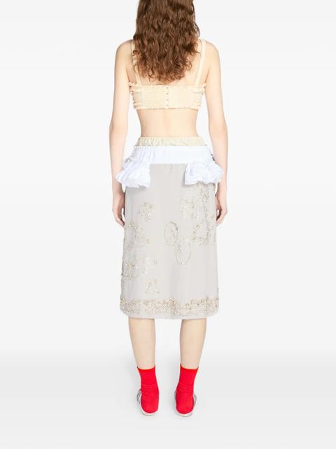 DRIES VAN NOTEN ruffled cotton bra top - Neutrals