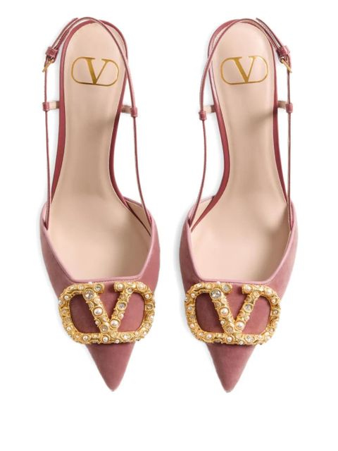 Valentino Garavani 80mm VLogo Signature embellished pumps - Pink