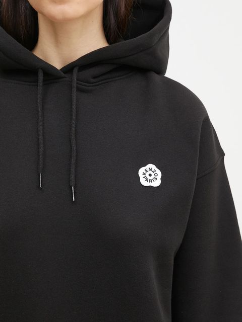 Kenzo bluza bawełniana Boke Flower 2.0 damska kolor czarny z kapturem z aplikacją FF52SW1754MB.99J