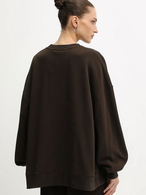 Rotate bluza bawełniana damska kolor brązowy z aplikacją 1153161667