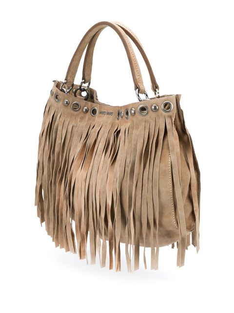 Miu Miu fringed tote bag - Brown