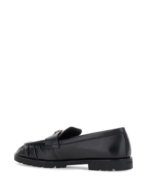 PINKO Nora pleated logo loafers - Black