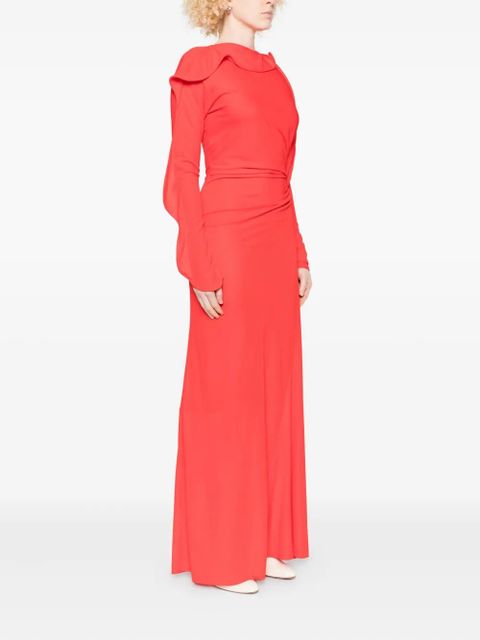 Victoria Beckham draped long-sleeve maxi dress - Red