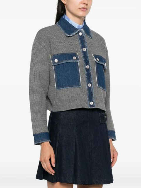 SANDRO cable-knit denim jacket - Grey
