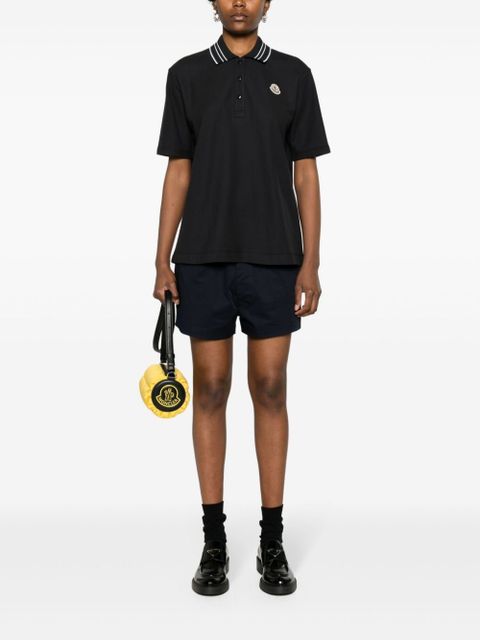 Moncler logo-patch cotton polo shirt - Black