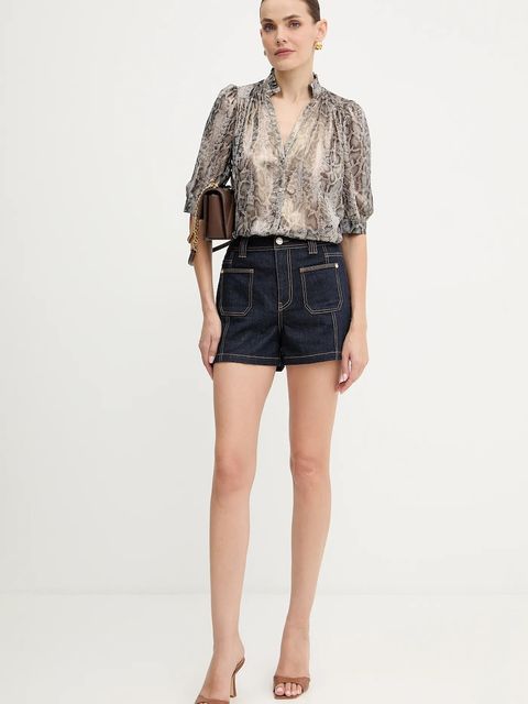 Morgan szorty jeansowe damskie kolor granatowy gładkie high waist SHADZA - zdjęcie produktu nr 2