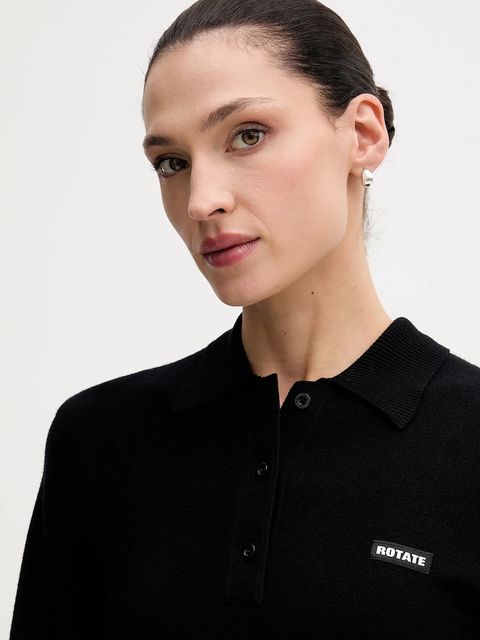 Rotate sukienka z dodatkiem wełny kolor czarny mini rozkloszowana 115488100