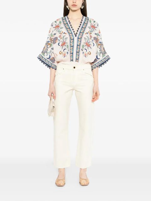 FARM Rio floral-print V-neck blouse - Pink - zdjęcie produktu nr 2