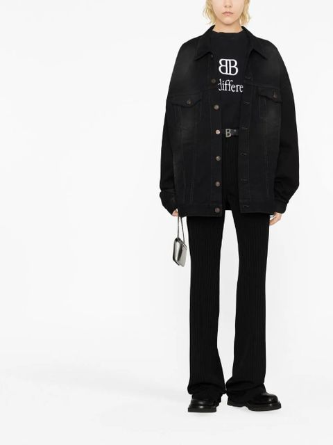 Balenciaga Political Campaign-logo oversized denim jacket - Black
