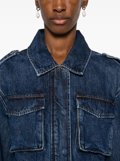 Self-Portrait cropped denim jacket - Blue
