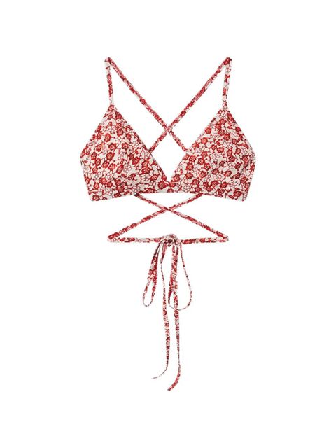 ISABEL MARANT Solange floral-print bikini top - Red - zdjęcie produktu nr 1