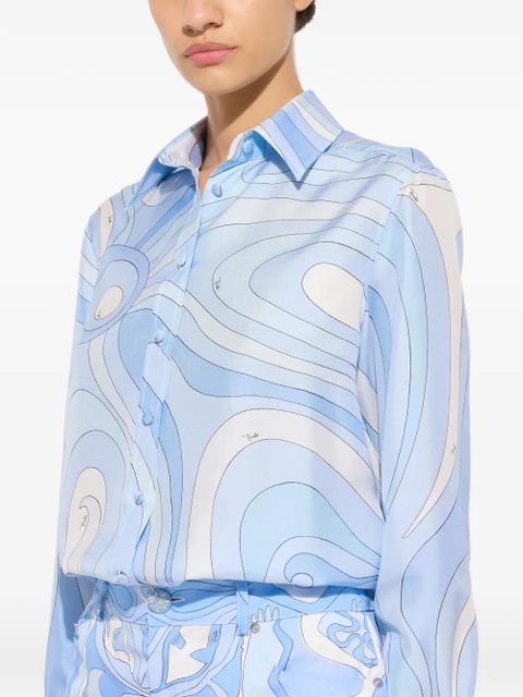 PUCCI Marmo-print silk shirt - Blue - zdjęcie produktu nr 2