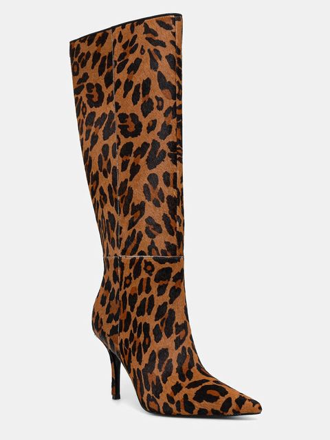 Guess kozaki skórzane GRESSAY damskie kolor brązowy na szpilce FLFGSS LEA11 - zdjęcie produktu nr 1