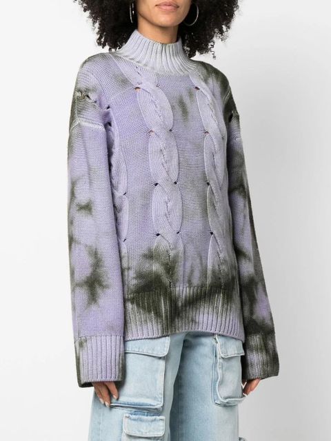Off-White tie-die cable-knit jumper - Purple