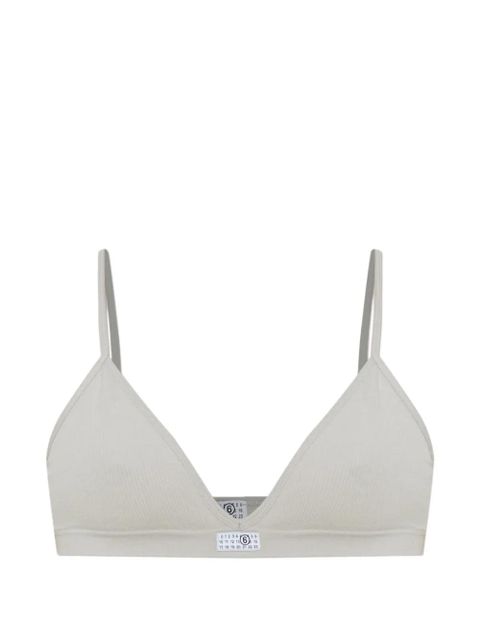 MM6 Maison Margiela label ribbed bra - Neutrals - zdjęcie produktu nr 1