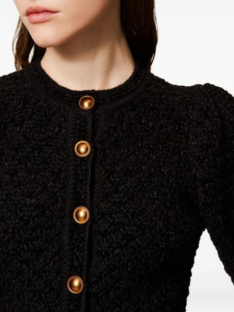 TWINSET puff-sleeve jacquard cardigan - Black