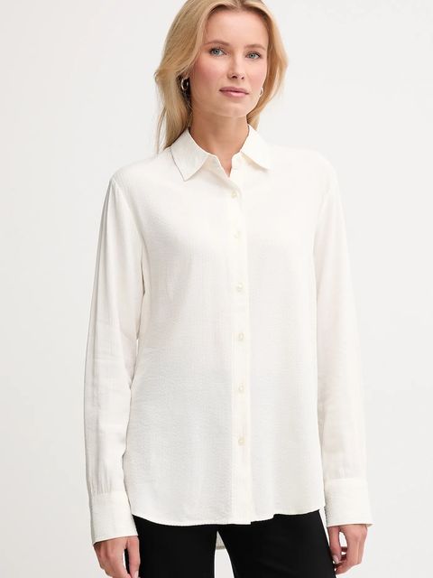 United Colors of Benetton koszula damska kolor beżowy regular z kołnierzykiem klasycznym 570QDQ0AL - zdjęcie produktu nr 1