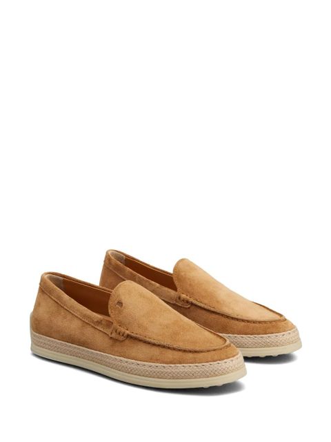 Tod's logo-debossed suede espadrilles - Brown