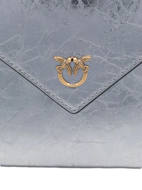 PINKO small metallic-leather flap clutch - Grey