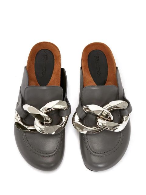 JW Anderson Chain-detail leather loafers - Grey
