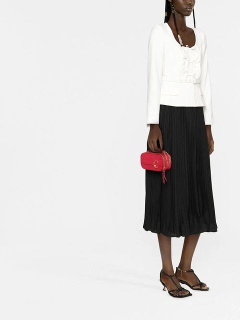 Self-Portrait pleated-skirt midi dress - Black