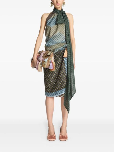 DRIES VAN NOTEN halter-neck geometric-pattern top - Green - zdjęcie produktu nr 2
