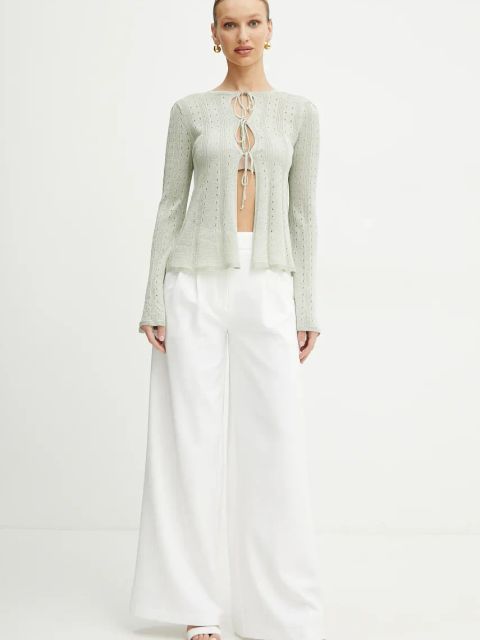 Twinset kardigan damski kolor zielony lekki 251TT3181