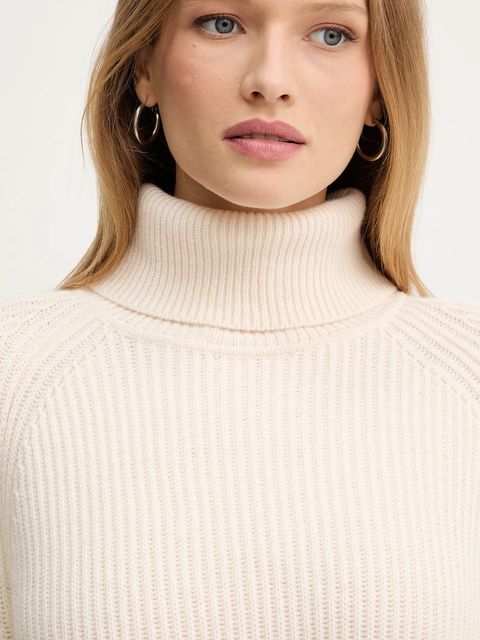 BOSS sukienka wełniana kolor beżowy mini oversize 50548795