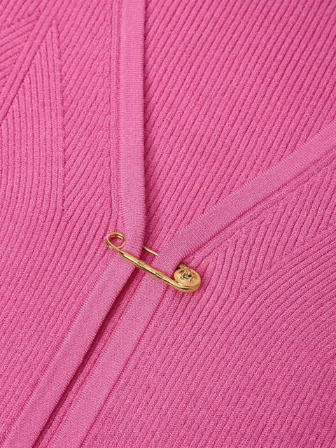 Versace Safety Pin ribbed-knit cardigan - Pink