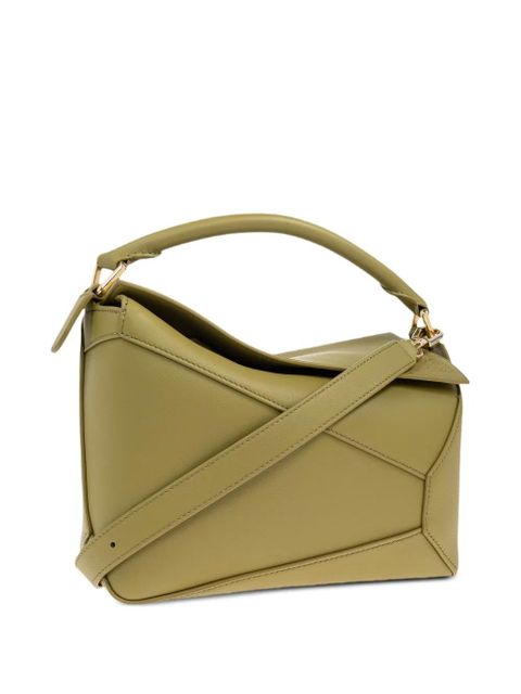 LOEWE small Puzzle leather tote bag - Green