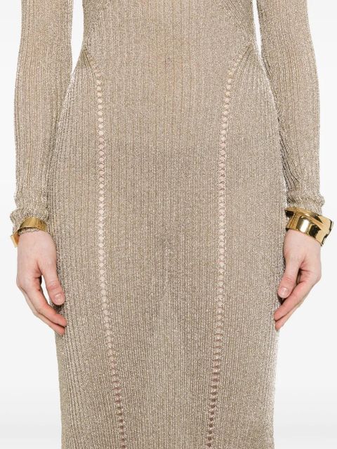 Self-Portrait lurex knitted maxi dress - Gold