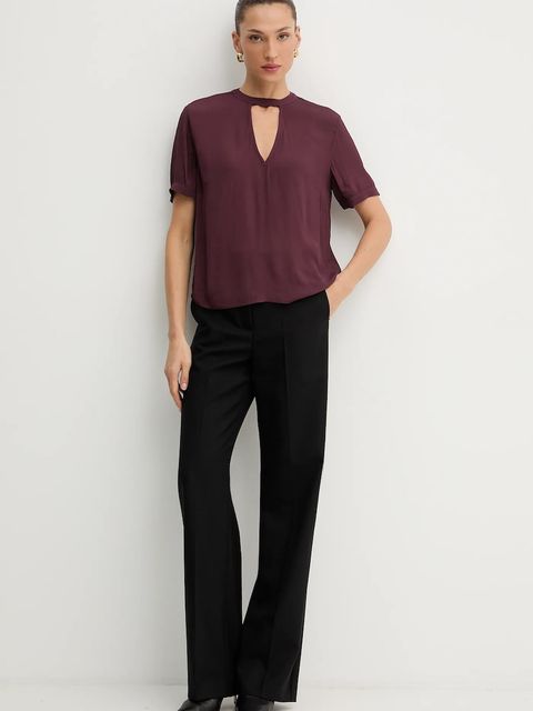 Twinset bluzka damska kolor bordowy gładka 252TP2292