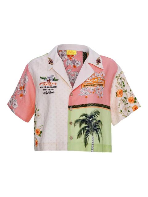 Agua By Agua Bendita floral-palm print crop shirt - Neutrals - zdjęcie produktu nr 1