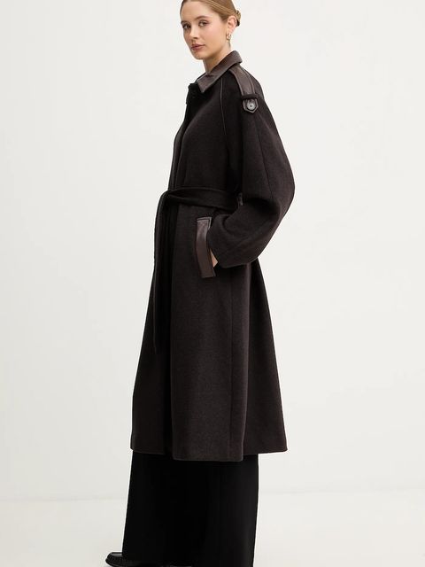 Mos Mosh płaszcz z dodatkiem wełny EVA kolor brązowy 172920