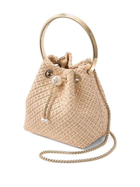 Jimmy Choo Bon Bon interwoven bucket bag - Neutrals