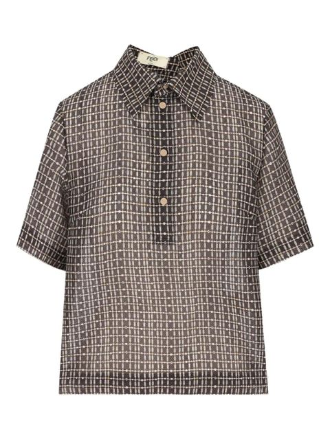 FENDI grid-pattern polo top - Brown - zdjęcie produktu nr 1