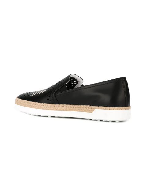 Tod's fringed slip on espadrilles - Black