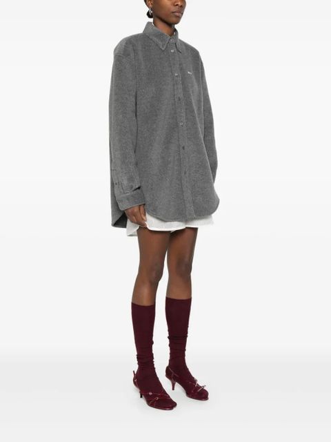 Miu Miu logo-embroidered shirt - Grey