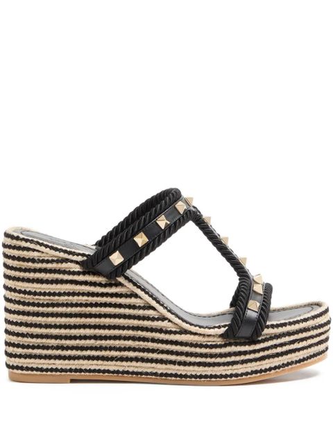 Valentino Garavani studded-detail rope wedge espadrilles - Black - zdjęcie produktu nr 1