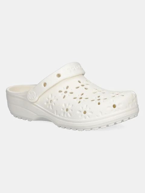Crocs klapki Classic Floral Cut Out Clog damskie kolor beżowy na koturnie 210927-0WV - zdjęcie produktu nr 1