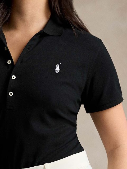 Polo Ralph Lauren polo damski kolor czarny z kołnierzykiem