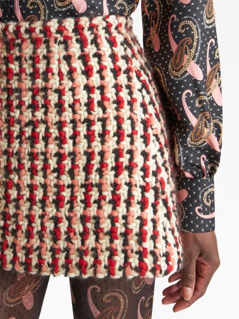 ETRO bouclé wool-blend mini skirt - Red