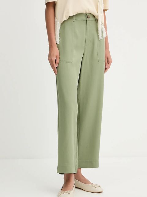 United Colors of Benetton spodnie damskie kolor zielony proste high waist 4NPHDF09D - zdjęcie produktu nr 1