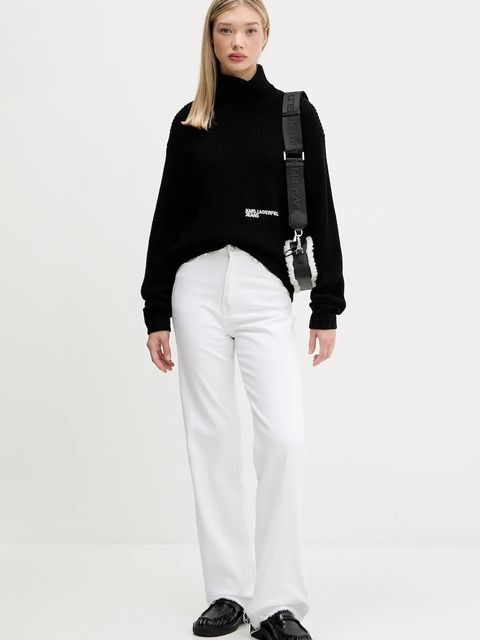 Karl Lagerfeld Jeans sweter z wełną damski kolor czarny z golfem A4W18020 - zdjęcie produktu nr 2