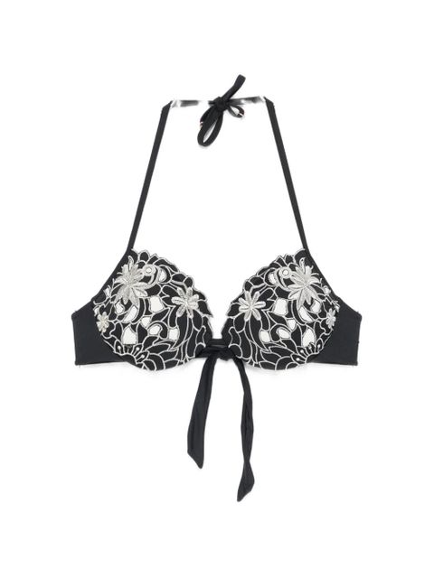 TWINSET embroidered halterneck bikini top - Black - zdjęcie produktu nr 1