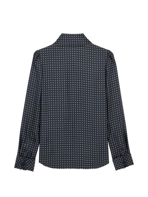 Saint Laurent geometric-print pussy-bow blouse - Blue - zdjęcie produktu nr 2