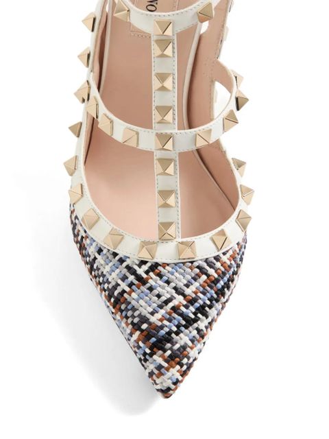 Valentino Garavani Rockstud pumps in woven-fabric 100mm - White