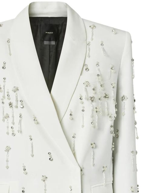 PINKO crystal-embellished double-breasted jacket - White
