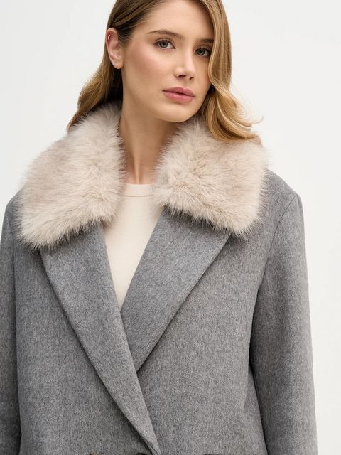 Sisley płaszcz z dodatkiem wełny kolor szary 2LAJLN06J