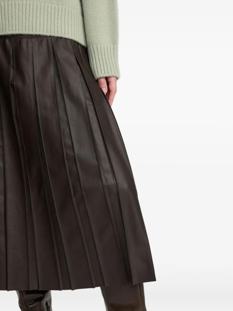 Yves Salomon pleated leather skirt - A2009 BROWN